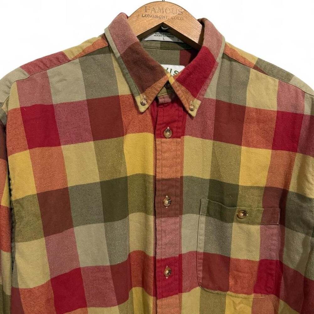 Orvis Plaid Long Sleeve Button-Down Shirt Size L Cotton Multicolor